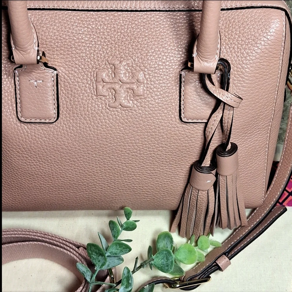 Tory Burch Dusty Rose Leather Satchel with Tassel - Picture 2 of 15